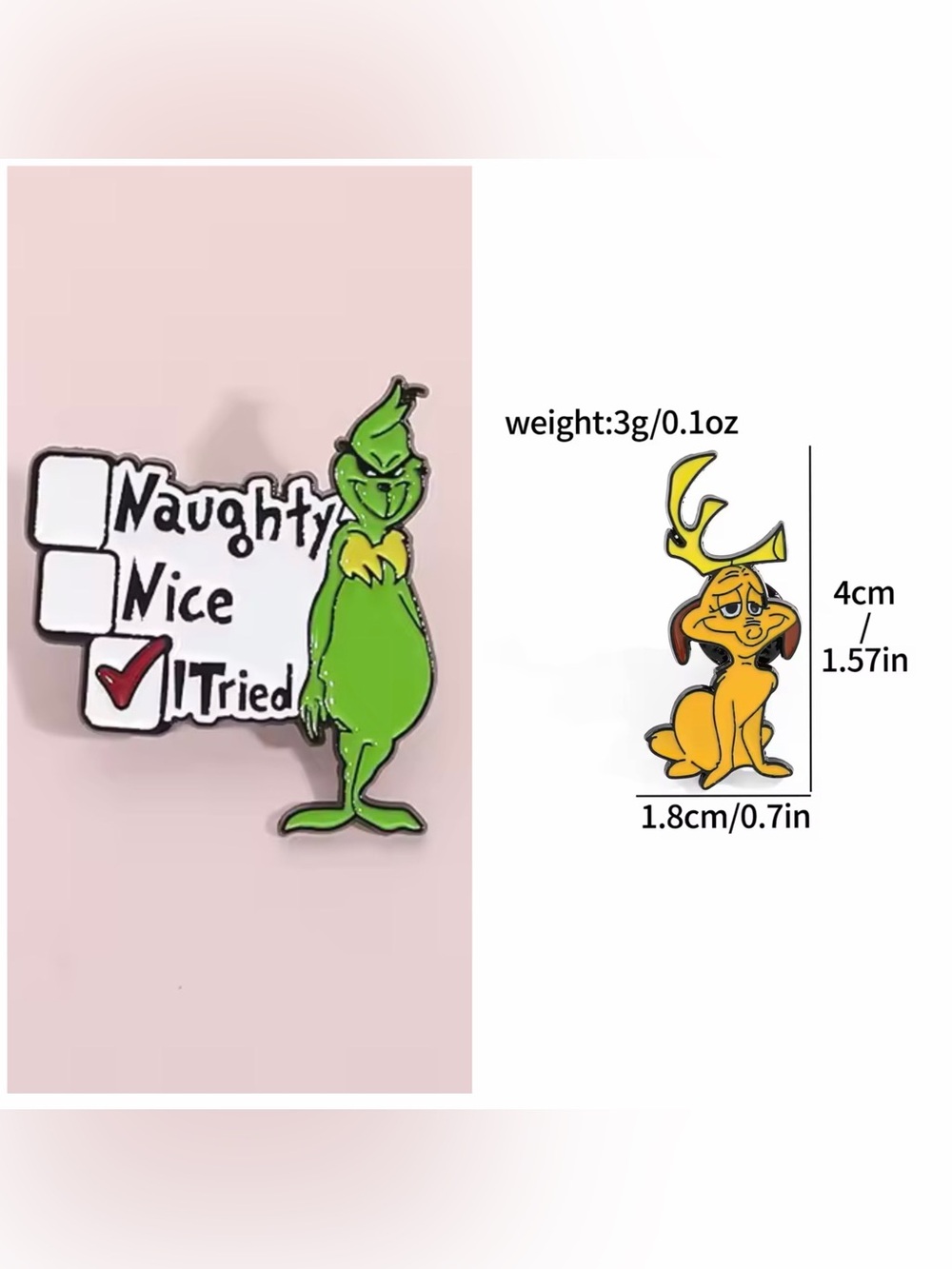 Grinch & Max Holiday Enamel Pin Set - Green and Yellow